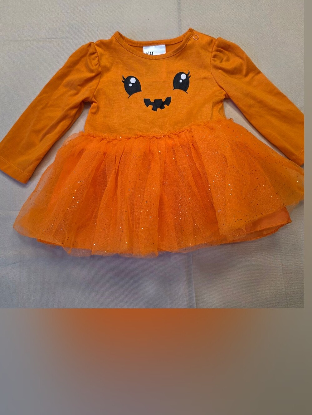 H&M Baby 3-6M Orange Pumpkin Halloween Tutu Bodysuit Dress